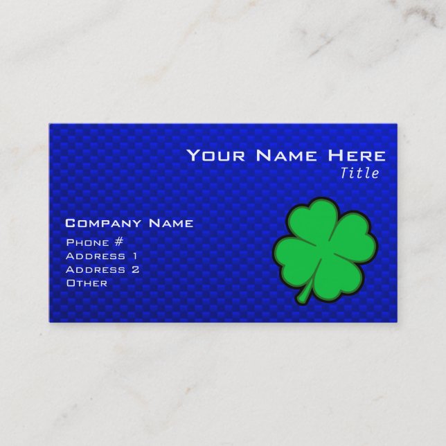 Blue 4 Leaf Clover Business Card (Front)
