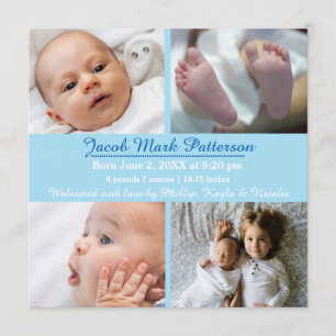 Blue 4 Photos - Birth Announcement