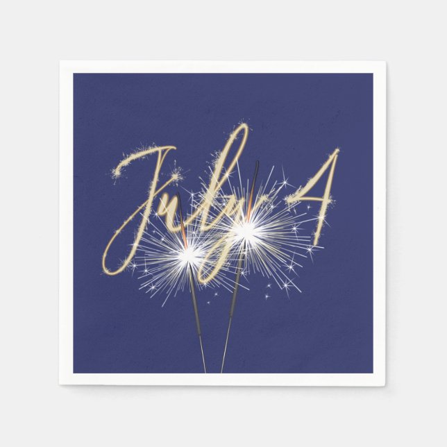 Blue 4th of July Sparklers Napkins (Front)