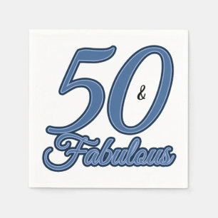 Blue 50 and Fabulous 50th Birthday Party Napkin