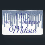 Blue 50 And Fabulous Birthday Banner<br><div class="desc">A blue Fifty And Fabulous typography birthday design with sparkly blue wax drips background design to personalize with your own name and age.</div>