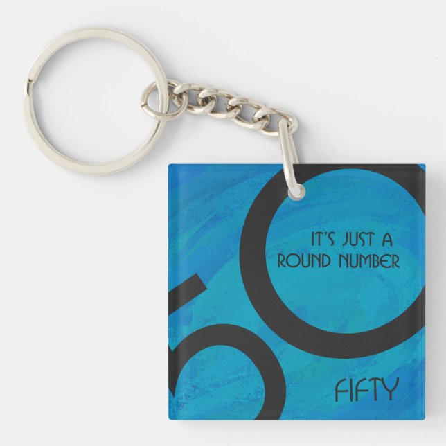 Blue 50 Decade Birthday Keychain (Front)
