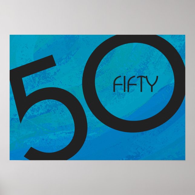 Blue 50 Decade Birthday Poster (Front)