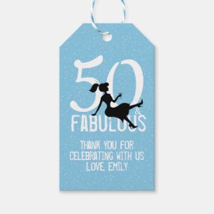 Blue 50th Birthday Custom Girly Whimsical Cute Gift Tags