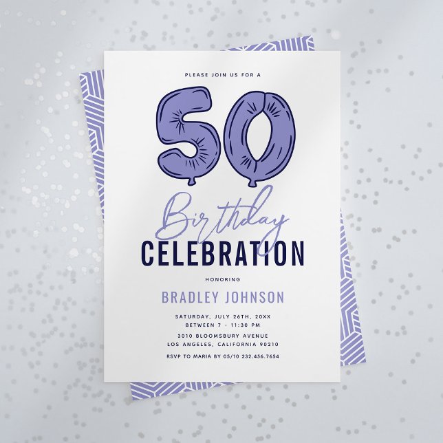 Blue 50th Birthday Party Invitation (Creator Uploaded)