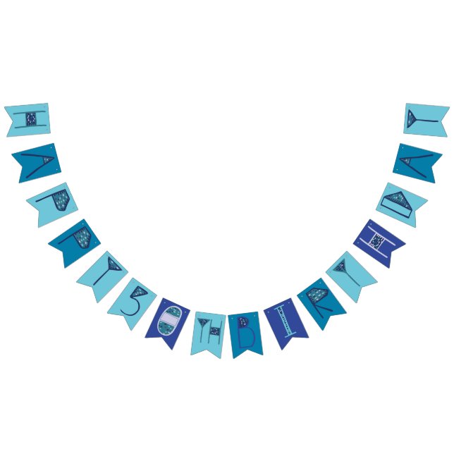 Blue 50th Happy Birthday Bunting Flags (All)