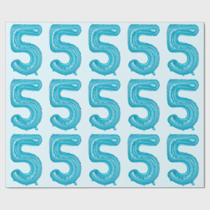 Blue 5 Balloon Wrapping Paper