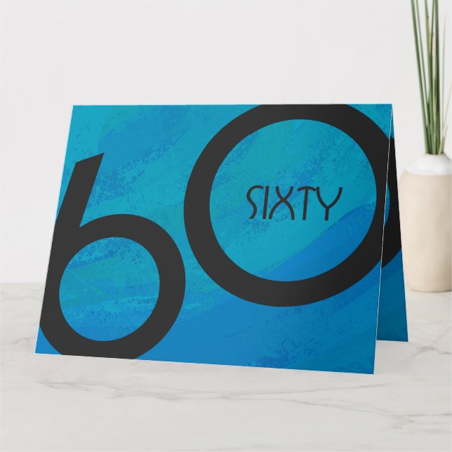 Blue 60 Decade Birthday Card (Front)