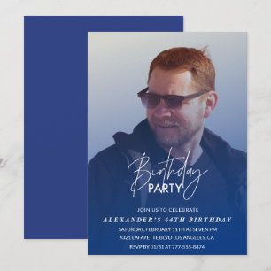 Blue 64th birthday invitation Birthday party Photo