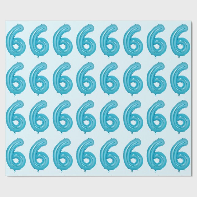 Blue 6 Balloon Wrapping Paper (Flat)