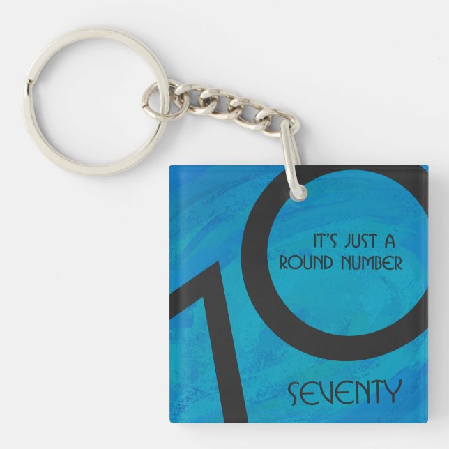 Blue 70 Decade Birthday Keychain (Front)