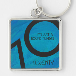 Blue 70 Decade Birthday Keychain