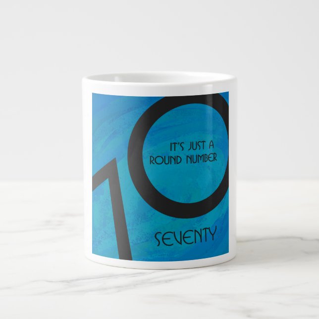 Blue 70 Decade Birthday Large Coffee Mug (Front)