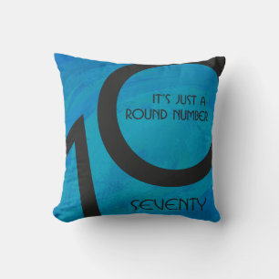 Blue 70 Decade Birthday Throw Pillow