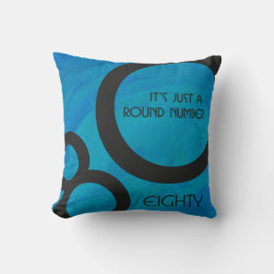 Blue 80 Decade Birthday Throw Pillow