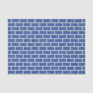 Blue 8-Bit Pixelated Graphics Style Bricks Pattern Tissue Paper