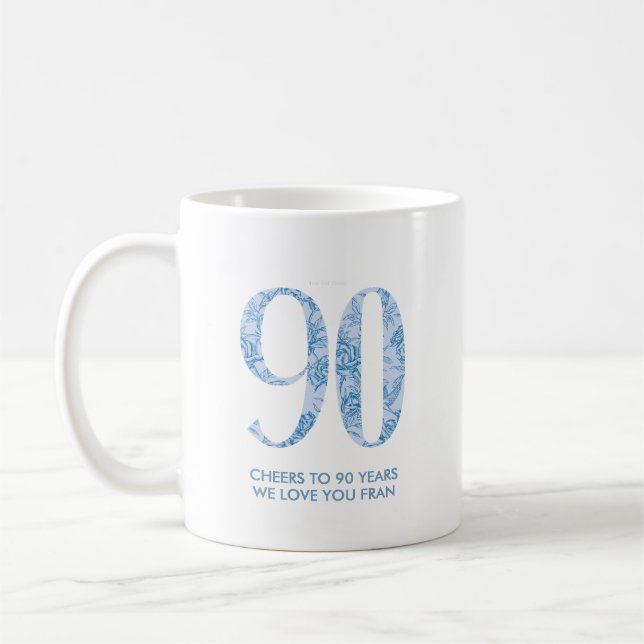 Blue 90th Birthday Party Favor Mug 3 Photo (Gauche)