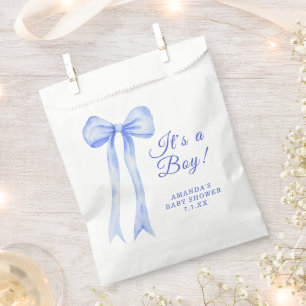 Blue a Bow It's a Boy Baby shower Favour Bag