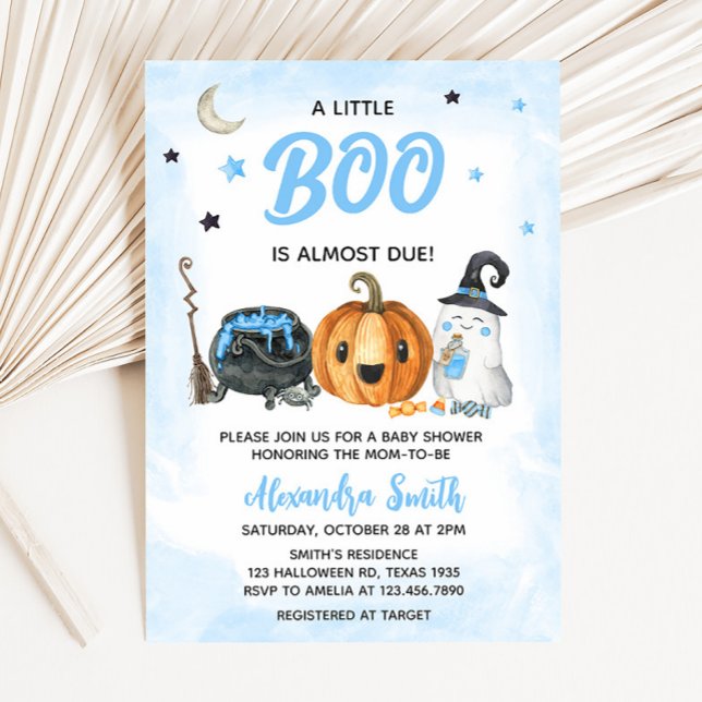 Blue A Little Boo Baby Shower Invitation (Blue Ghost Baby Shower Invitation)
