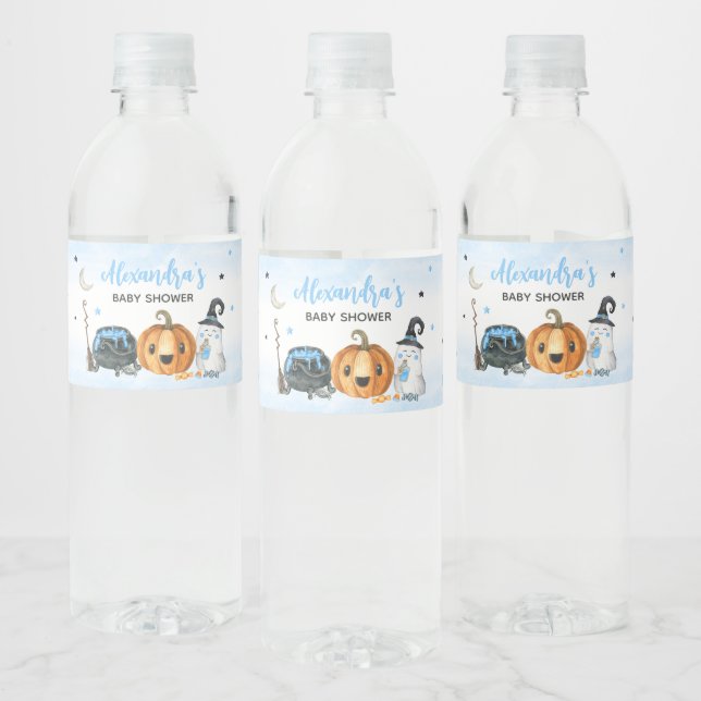 Blue A Little Boo Baby Shower Water Bottle Label (Bottles)