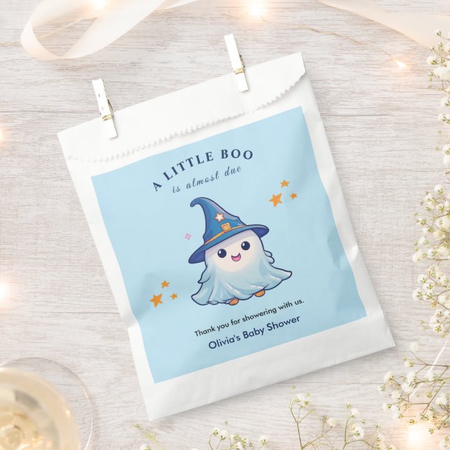 Blue A Little Boo Halloween Baby Shower  Favour Bag (Clipped)
