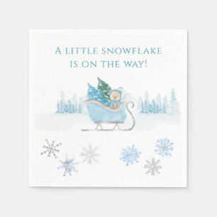 Blue A Little Snowflake Baby Shower Napkin