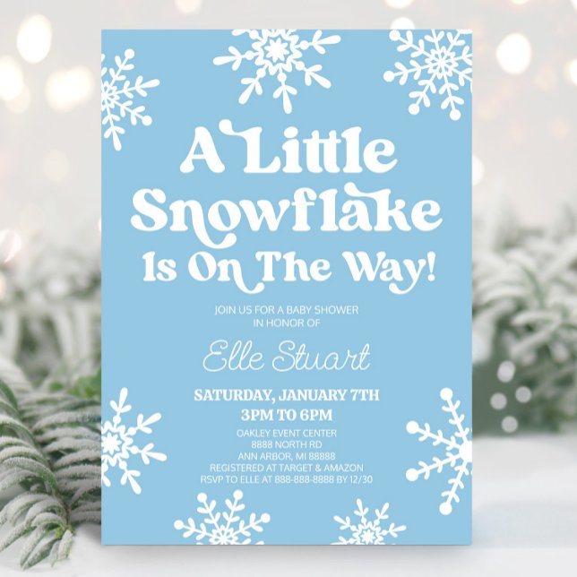 Blue A Little Snowflake Is On The Way! Baby Shower Invitation (Creator Uploaded)