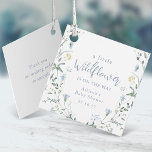 Blue A Little Wildflower Rustic Boho Baby Shower  Favour Tags<br><div class="desc">Elegant delicate watercolor wildflower wreath frames your event details. Pastel palettes of soft yellow,  off white,  sage green,  dusty blue,  and botanical greenery,  simple and romantic. Great a little wildflower is on the way favour tags for modern rustic boho baby shower.</div>