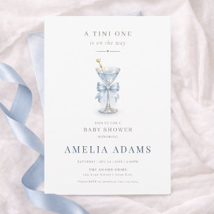 Blue A Tini One Trendy Martini Boy Baby Shower Invitation