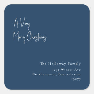 Blue A Very Merry Christmas Square Envelope Seal