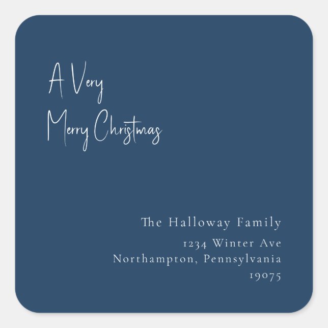 Blue A Very Merry Christmas Square Envelope Seal (Front)