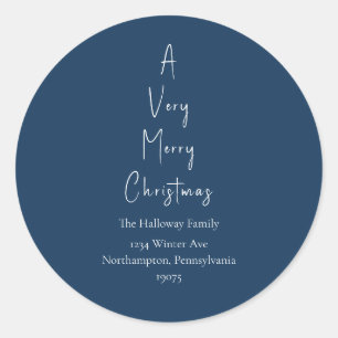 Blue A Very Merry Christmas Tree Envelope Seals