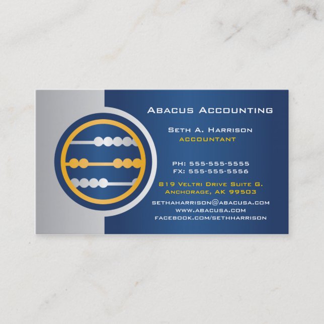 Blue Abacus Accounting Business Cards (Front)