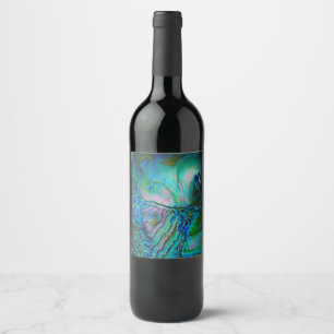 Blue Abalone Motif Wine Label