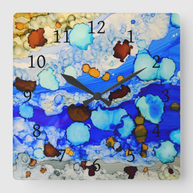 Blue Abstract 23 Square Wall Clock (Front)