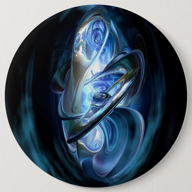 Blue Abstract 6 Inch Round Button (Front)