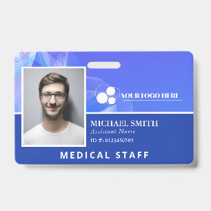 Blue Abstract Add Your Logo Employee ID Badge