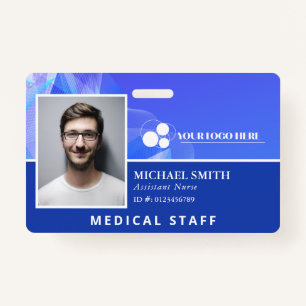 Blue Abstract Add Your Logo Employee ID Badge