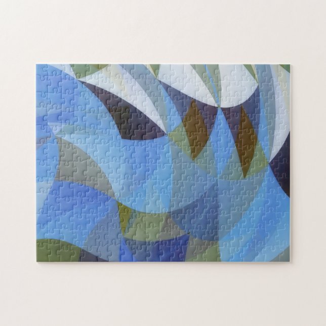 Blue Abstract Art Geo Shapes Puzzle (Horizontal)
