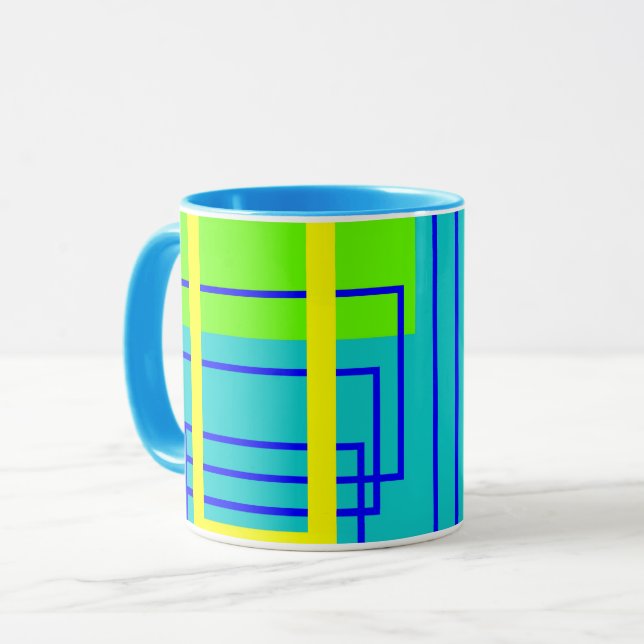 Blue Abstract Art Line Art Mug Cup (Front Left)