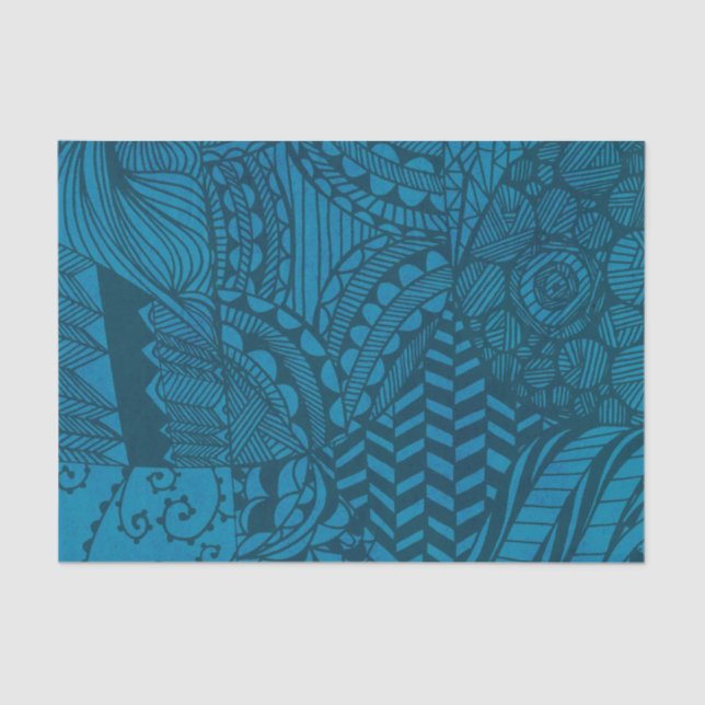 Blue Abstract Art Pattern Tissue Paper (Front)