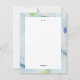 Blue Abstract Art Personalized Flat Note Card