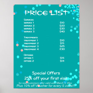 Blue Abstract Art Spa price list Poster