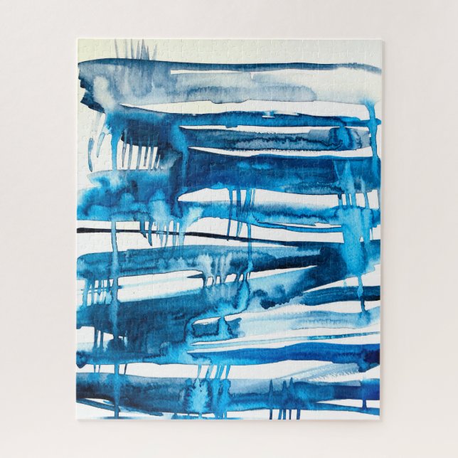 Blue abstract art watercolor icicles  jigsaw puzzle (Vertical)