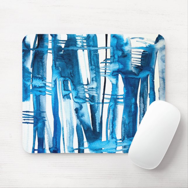 Blue abstract art watercolor icicles  mouse pad (With Mouse)