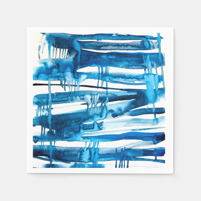 Blue abstract art watercolor icicles  napkin (Front)