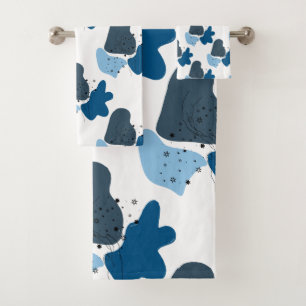 Blue Abstract Artwork Bath Towel Set