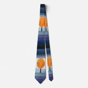 Blue Abstract Autumn Paul Klee Watercolor Tie
