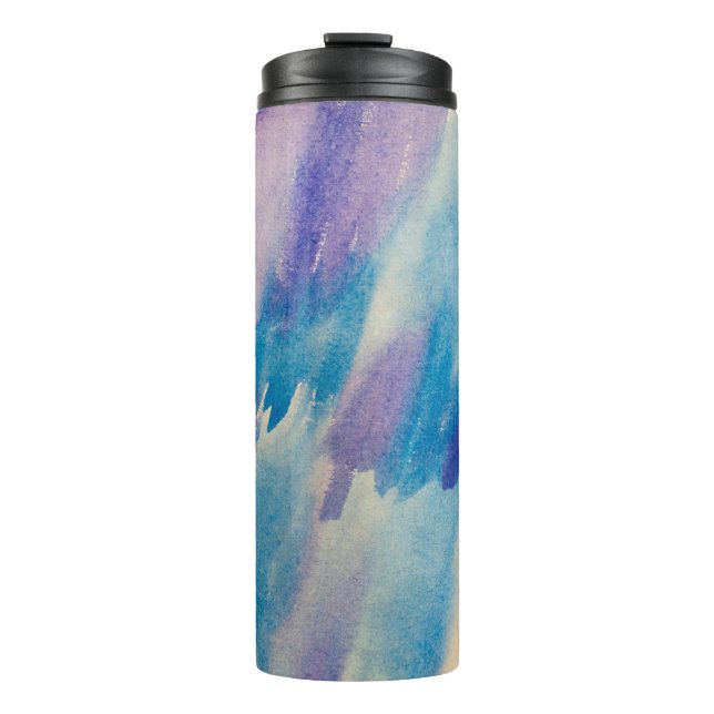 Blue abstract backgroundabstract, aqua, art, artis thermal tumbler (Front)