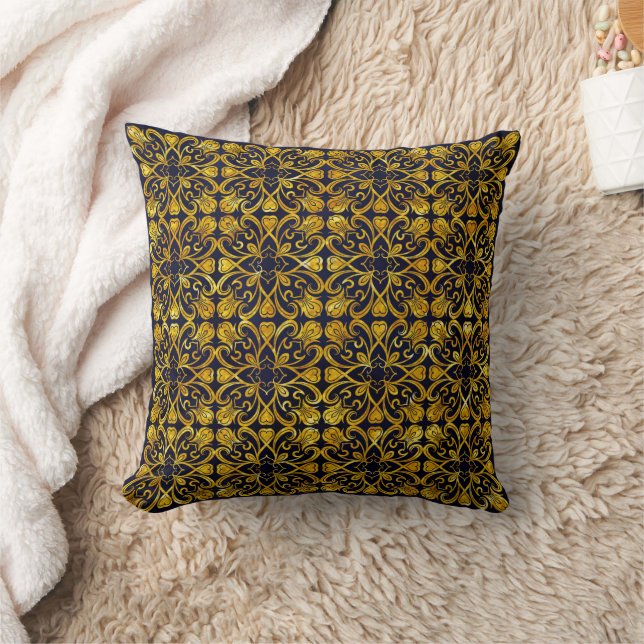 blue abstract baroque throw pillow (Blanket)
